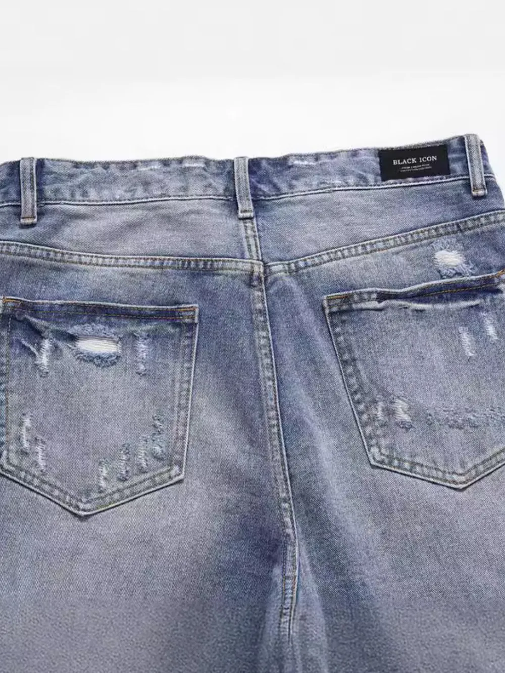 Men's Distressed Denim Bermuda Shorts, image 3