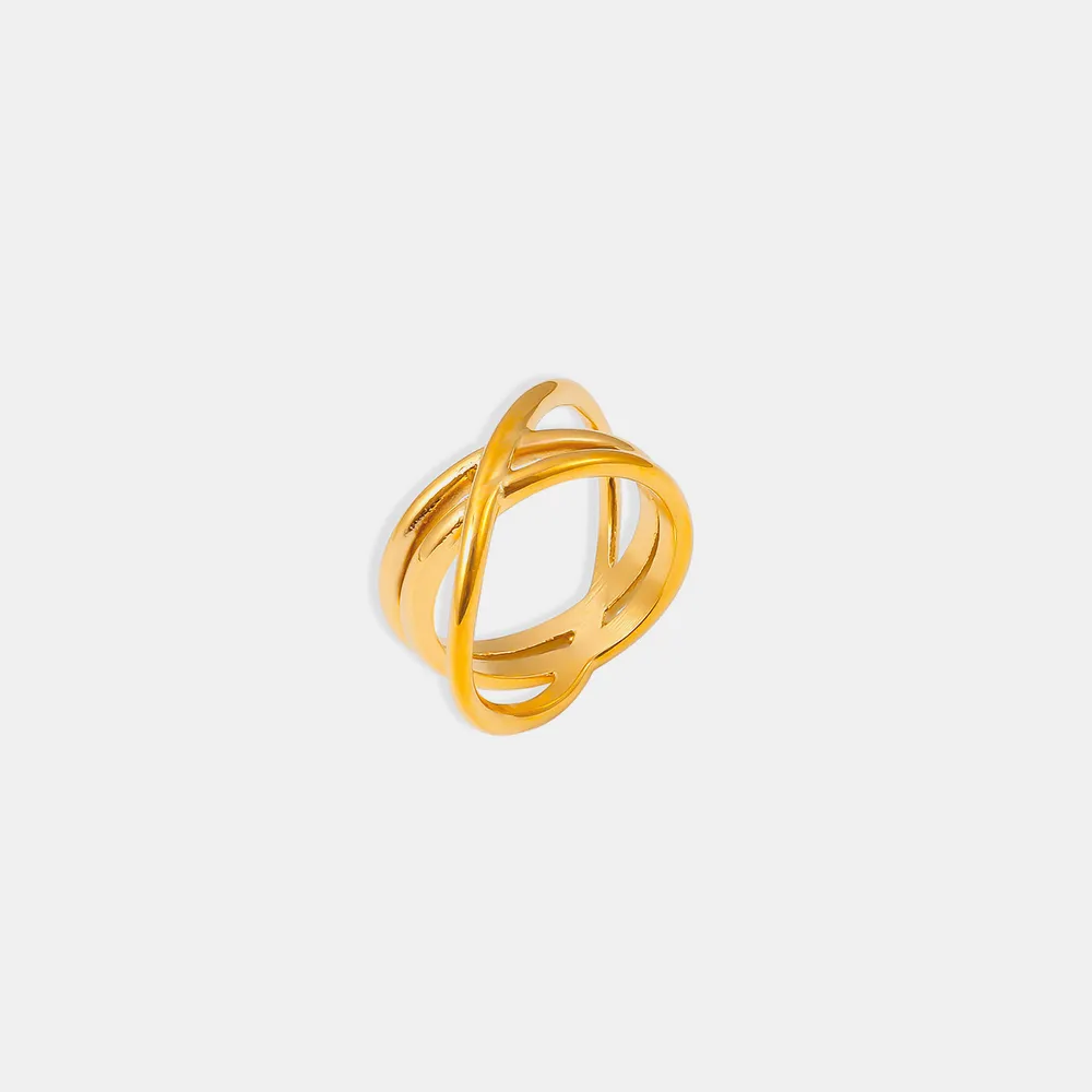 18K Gold-Plated Crisscross Ring, image 3