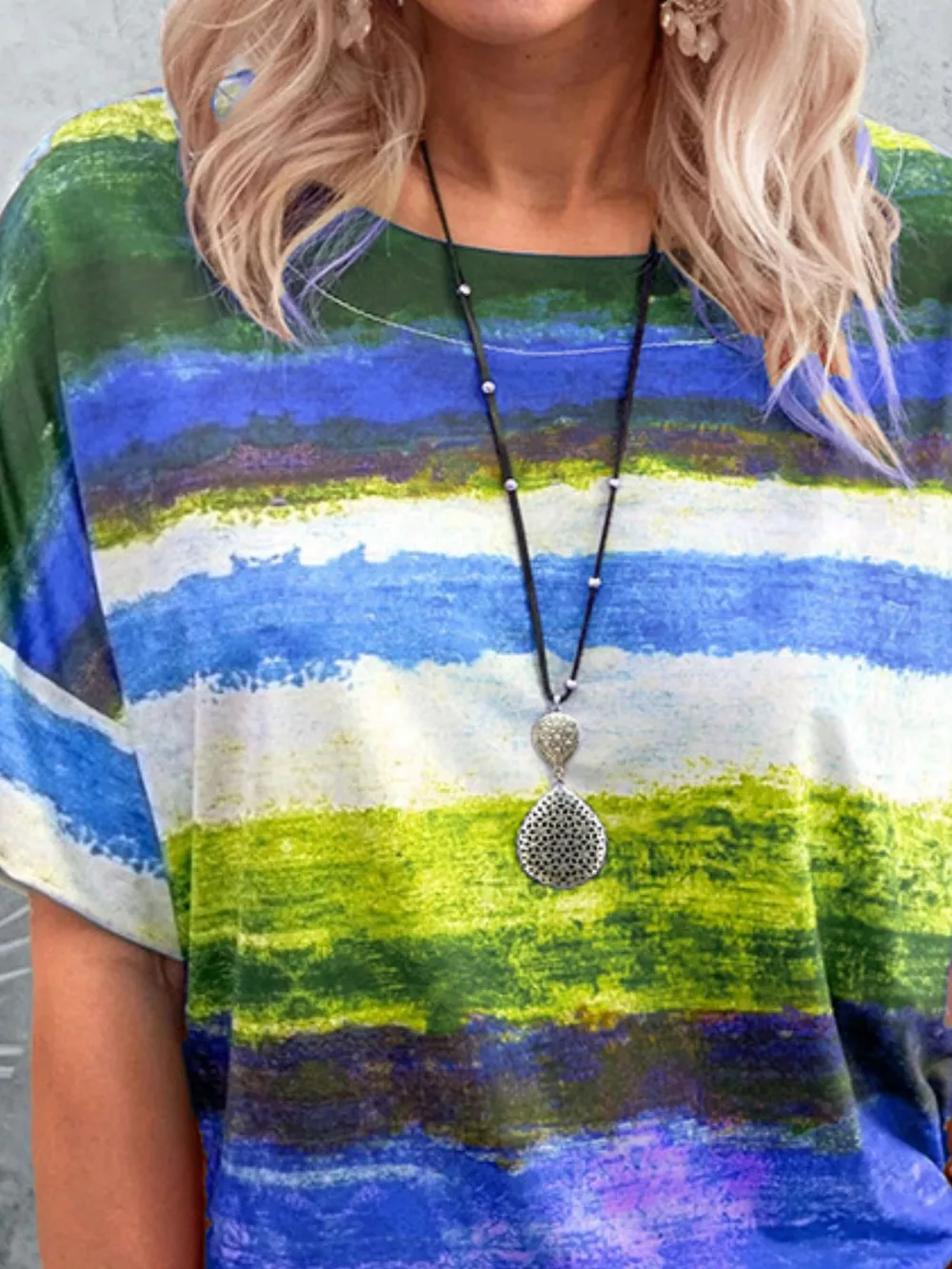 Contrast Round Neck Casual T-Shirt, image 3