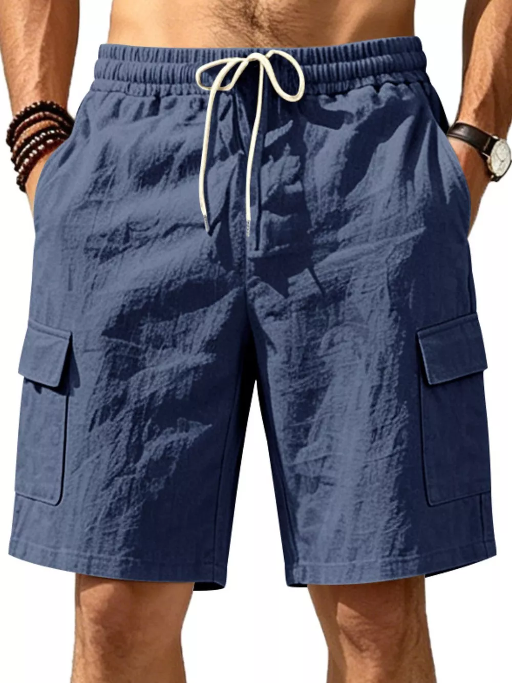 Men's Plus Size Casual Cargo Shorts with Drawstring Waist, image 16