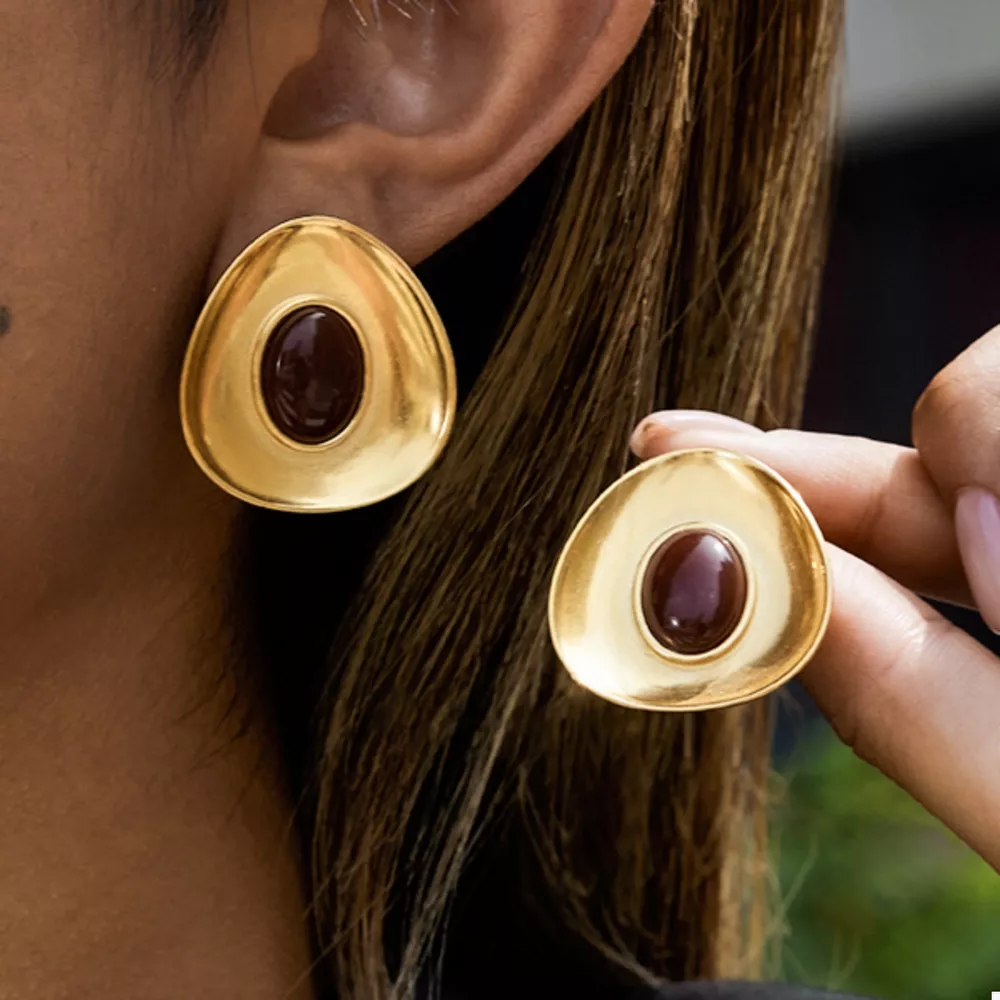 18K Gold-Plated Resin Stud Earrings, image 5