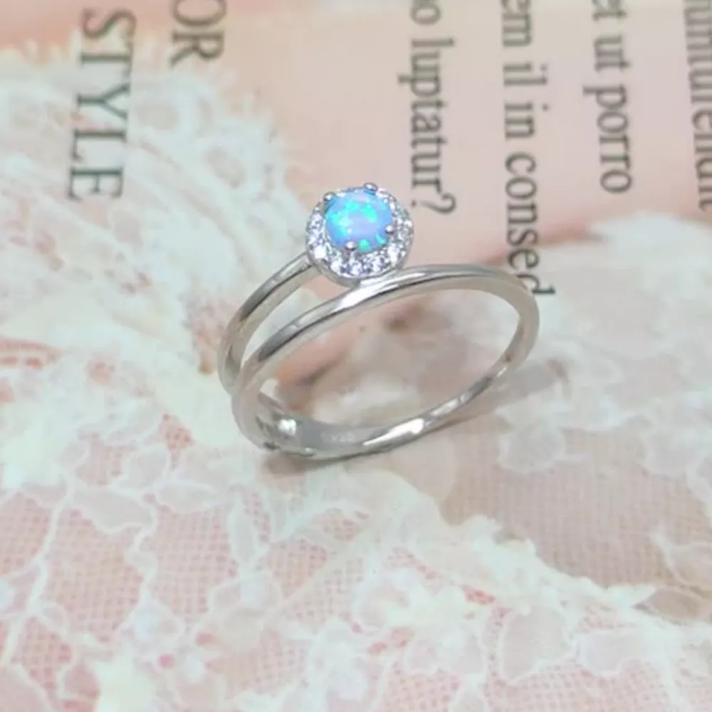 925 Sterling Silver Opal Ring, image 2