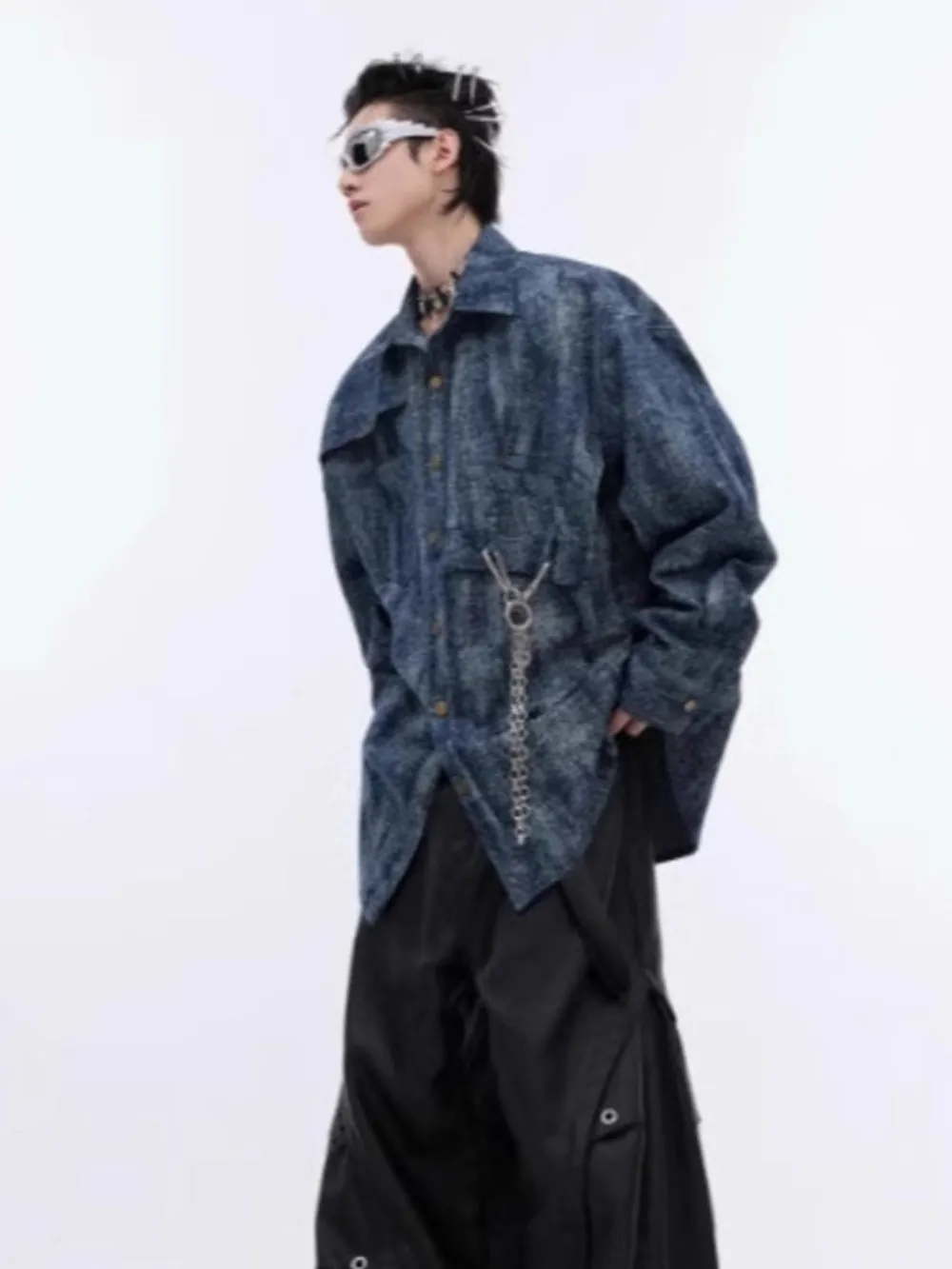 Men's Full Size Oversized Button Up Denim Shirt Plus Size, image 5
