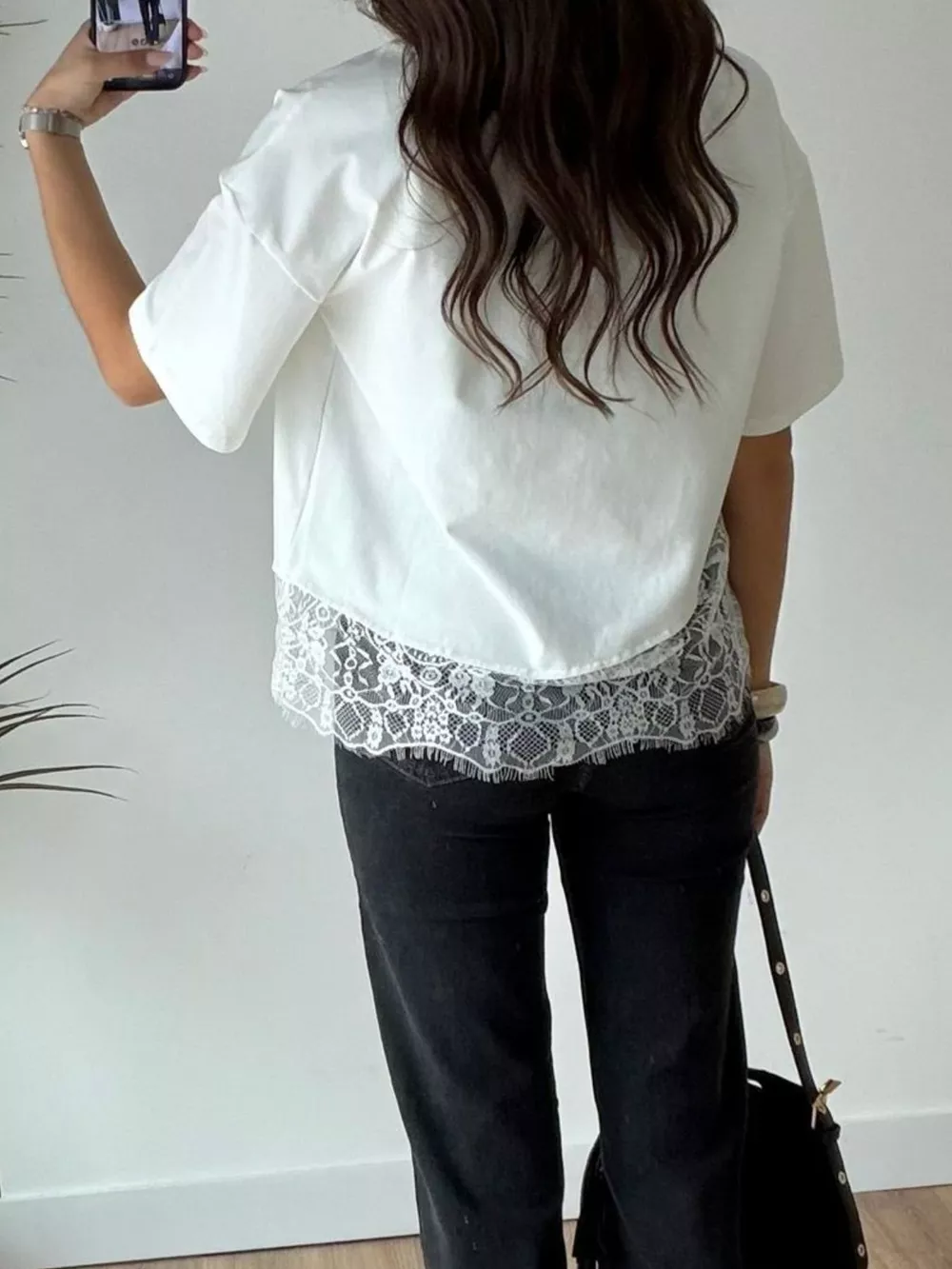 Lace Hem Short Sleeve Top, image 5