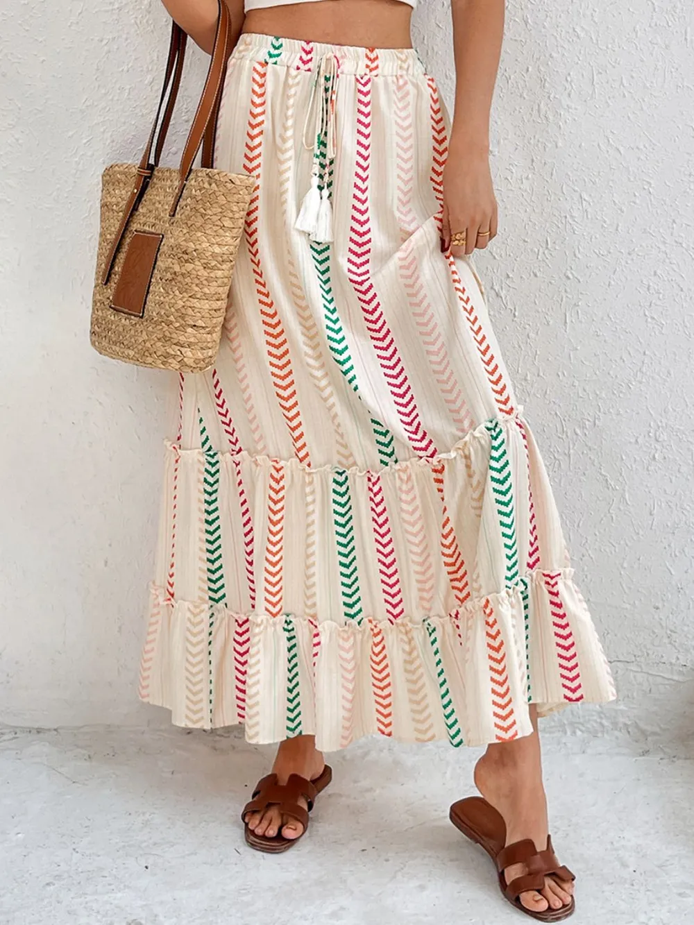 Frill Printed Maxi Skirt, image 7