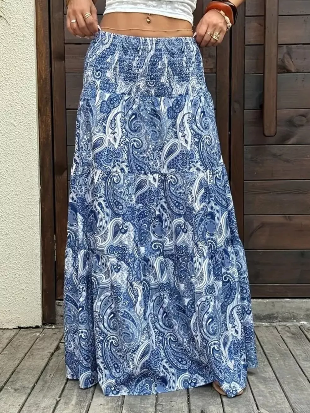 Paisley Print Maxi Skirt, image 15