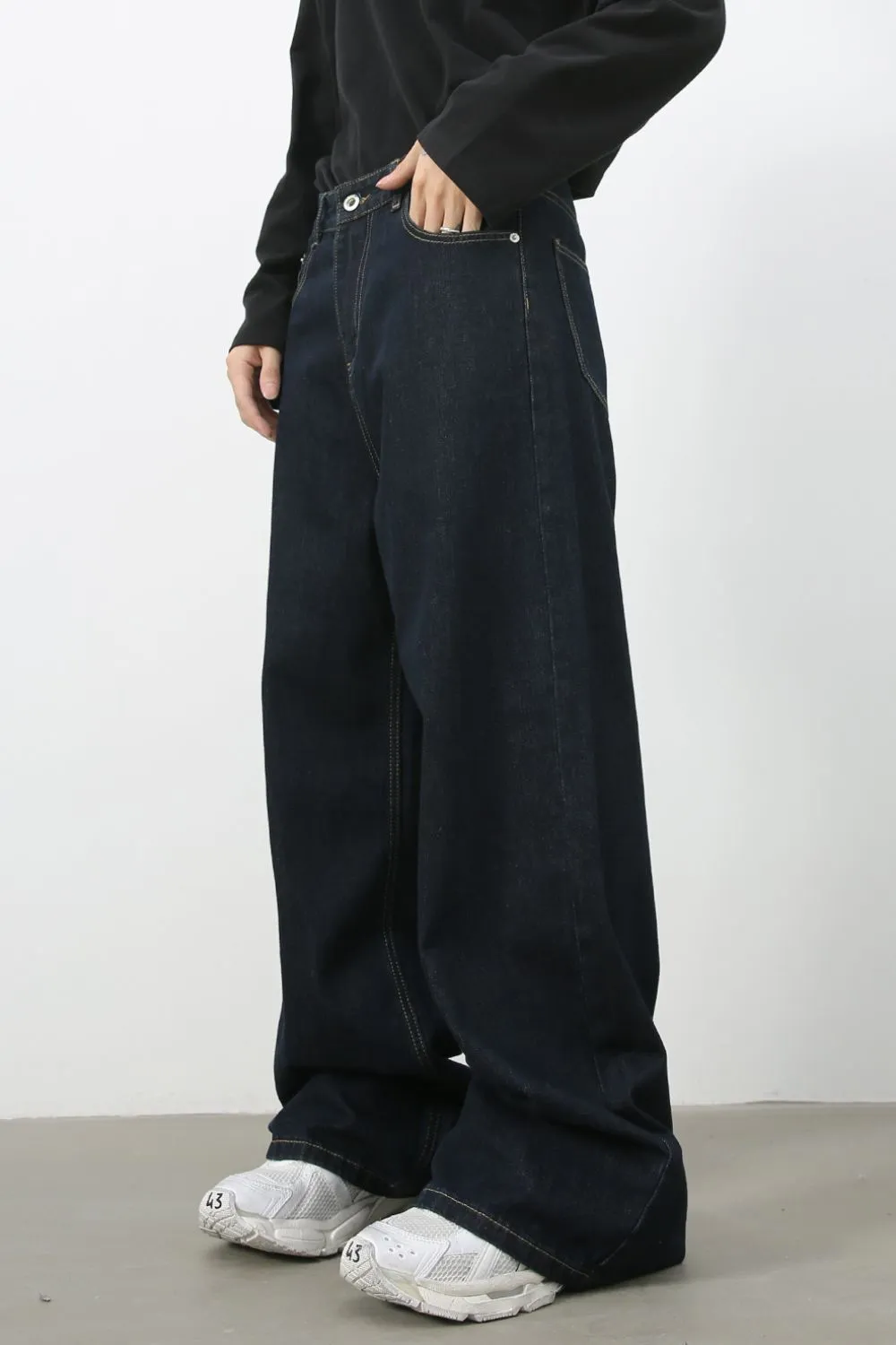 Men's Wide Leg Jeans with Pockets, image 3