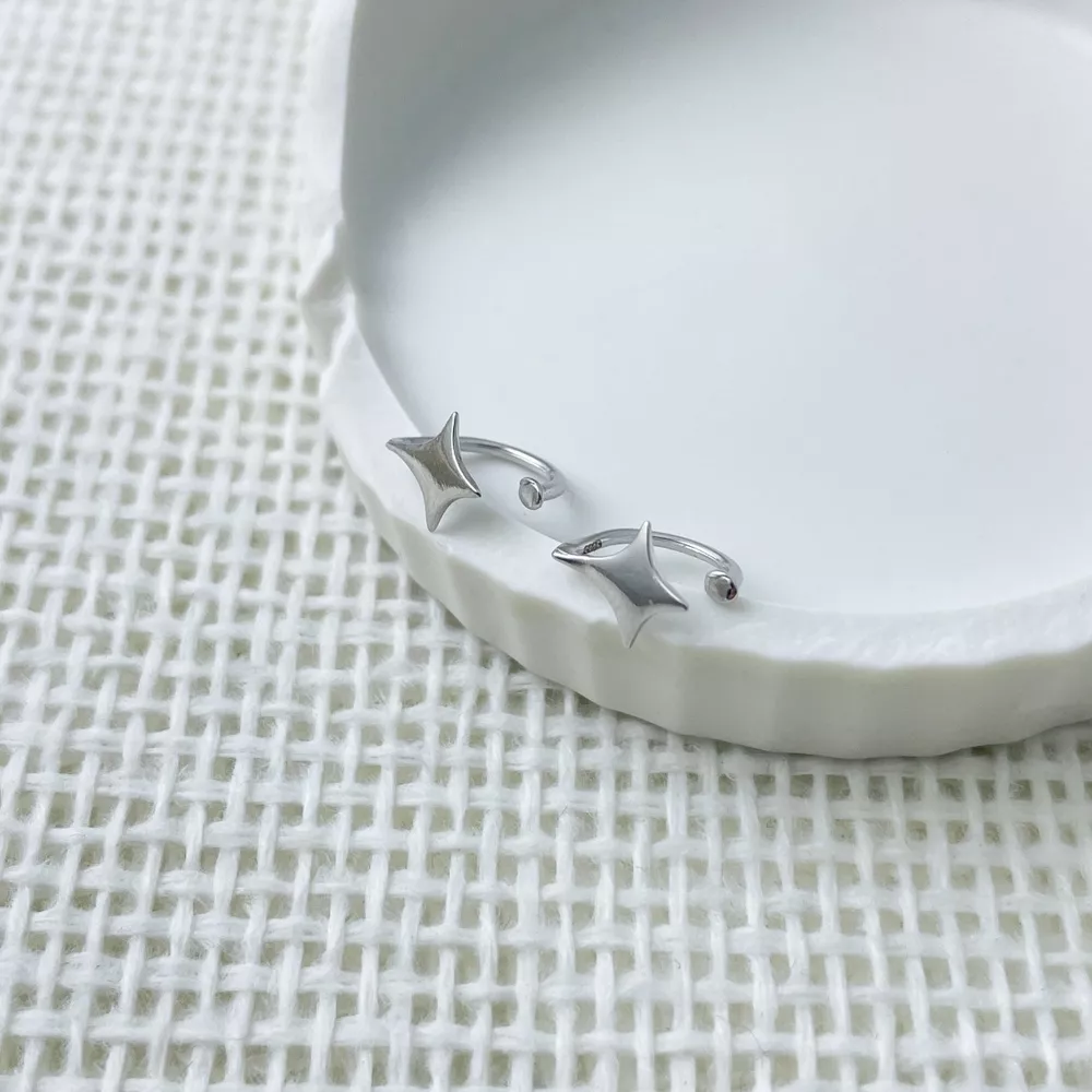 925 Sterling Silver Star Cuff Earrings