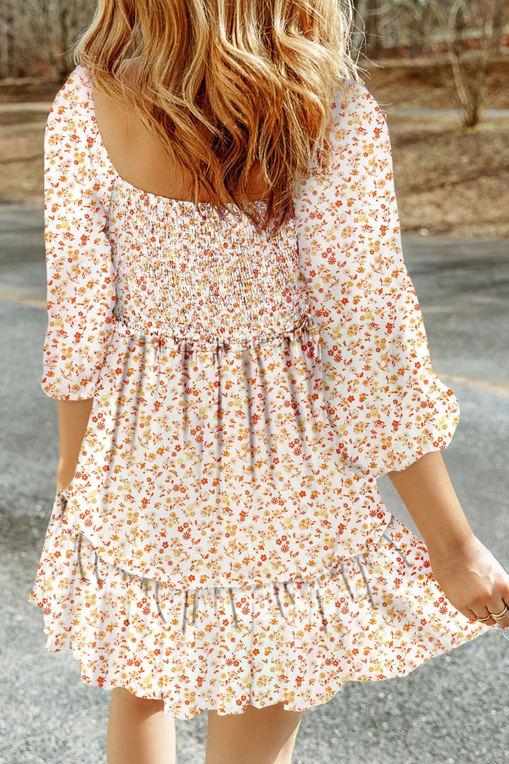 Floral Print Smocked Mini Dress, image 5