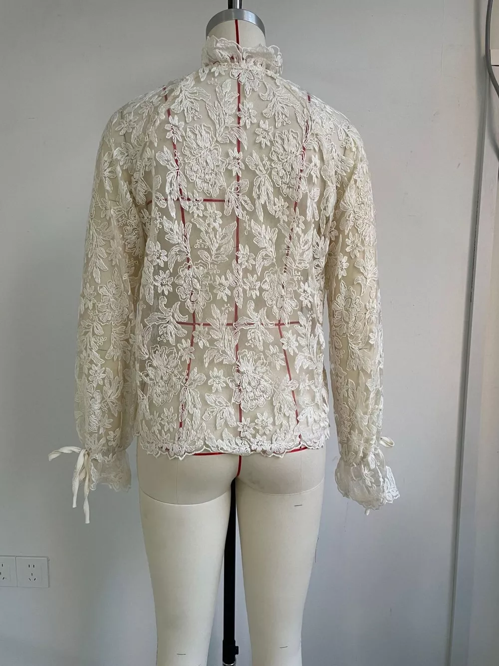 Sheer Lace Long Sleeve Shirt, image 6