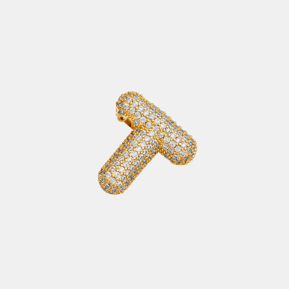 Inlaid Zircon Bubble Initial Necklace, image 11