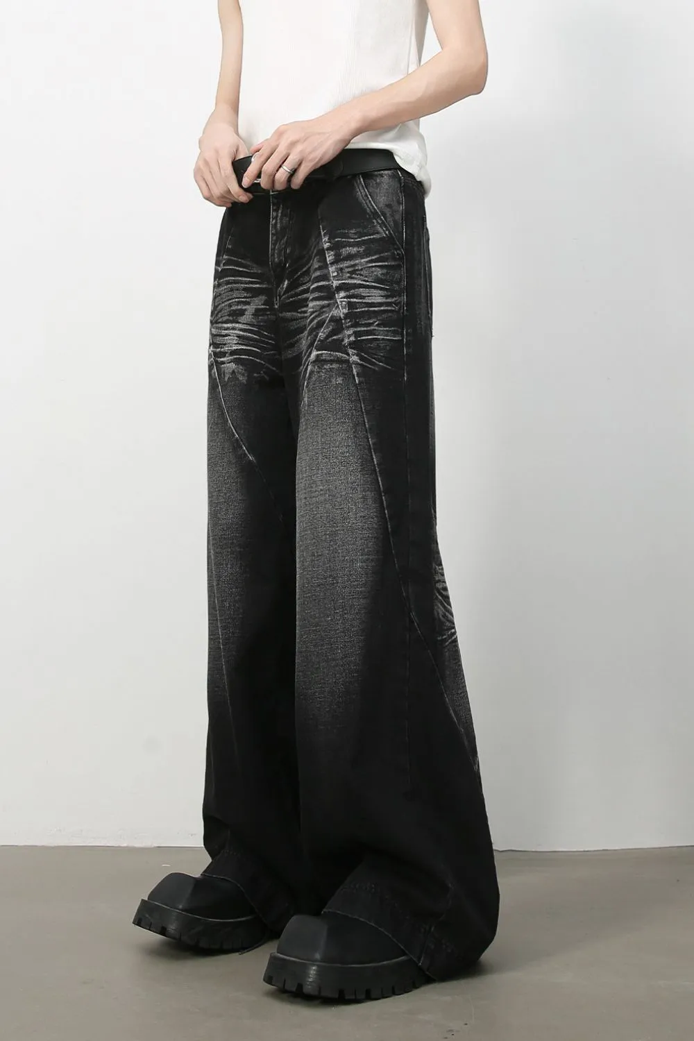 Men's Wide Leg Jeans with Pockets, image 2