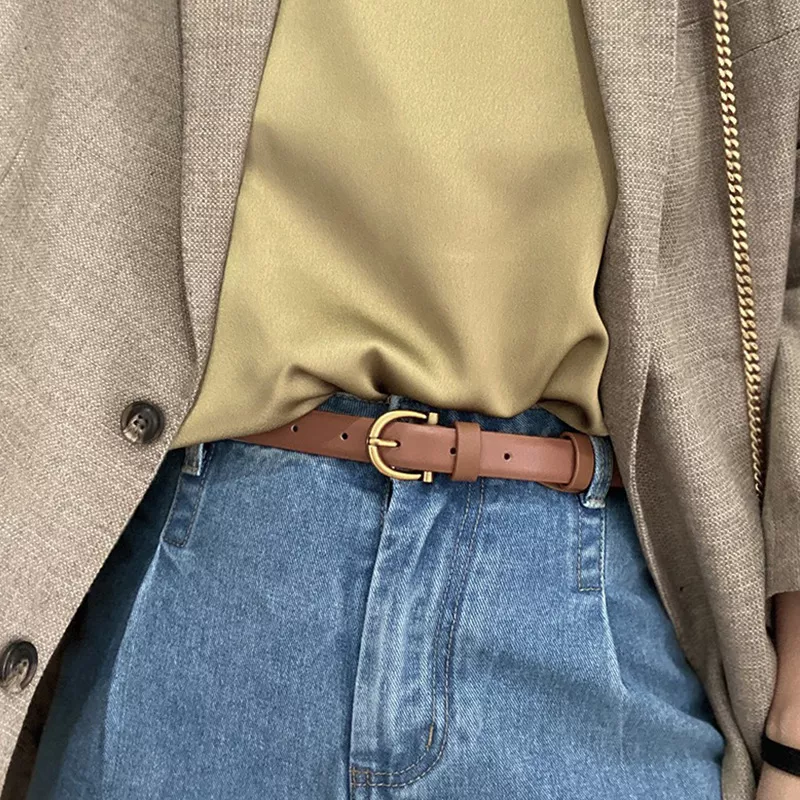 Leather Belt with Golden Buckle, image 2
