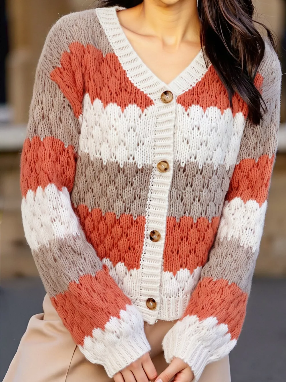 Color Block Button Up Cardigan, image 16