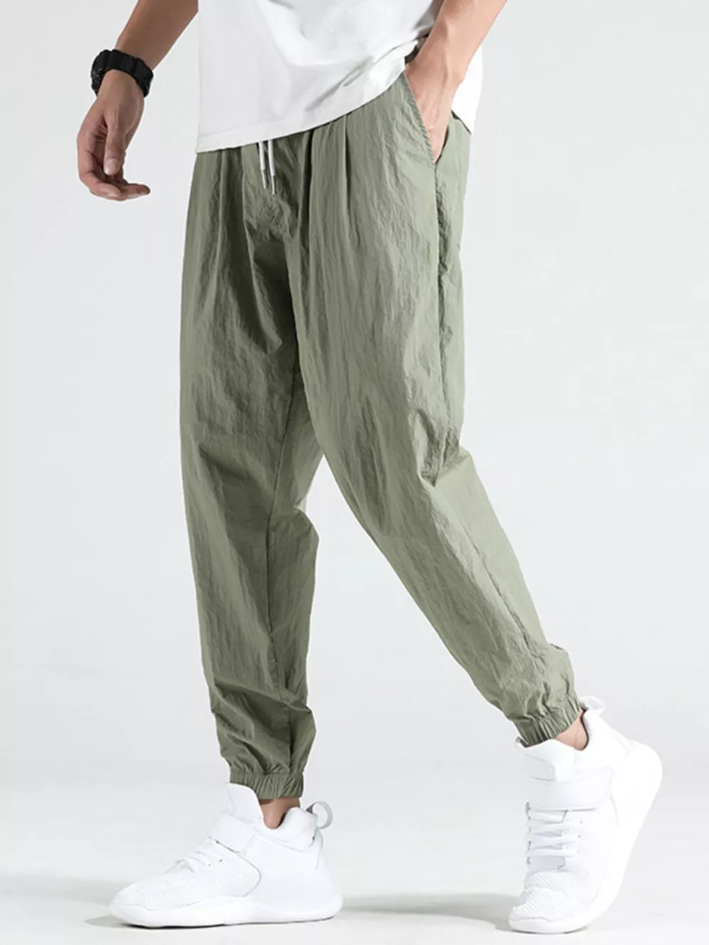 Men's Plus Size Drawstring Loose Fit Joggers, image 8