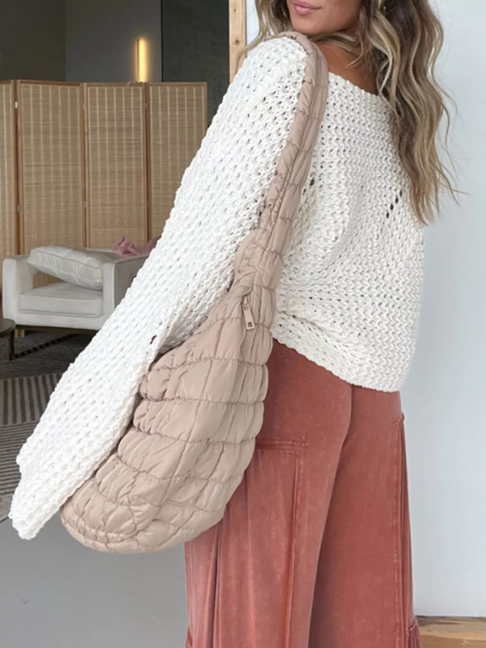 Openwork Batwing Sleeve Sweater, image 3