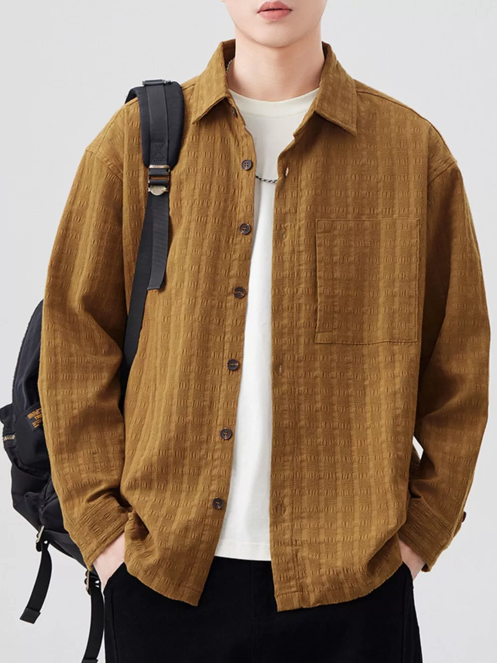 Men's Plus Size Button Up Long Sleeve Shirt, image 5