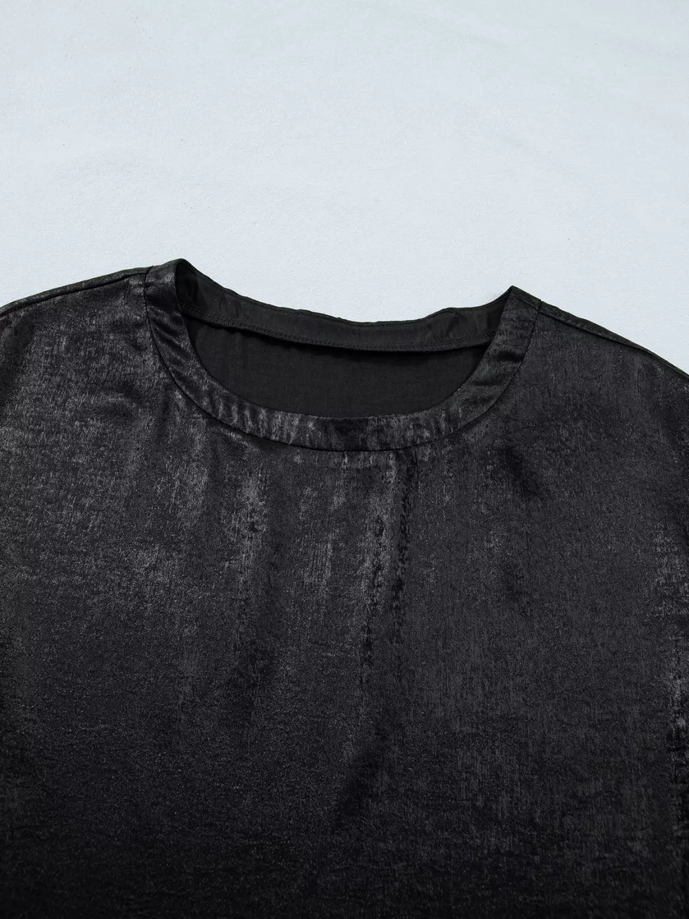 Metallic Round Neck Cap Sleeve Tee, image 15