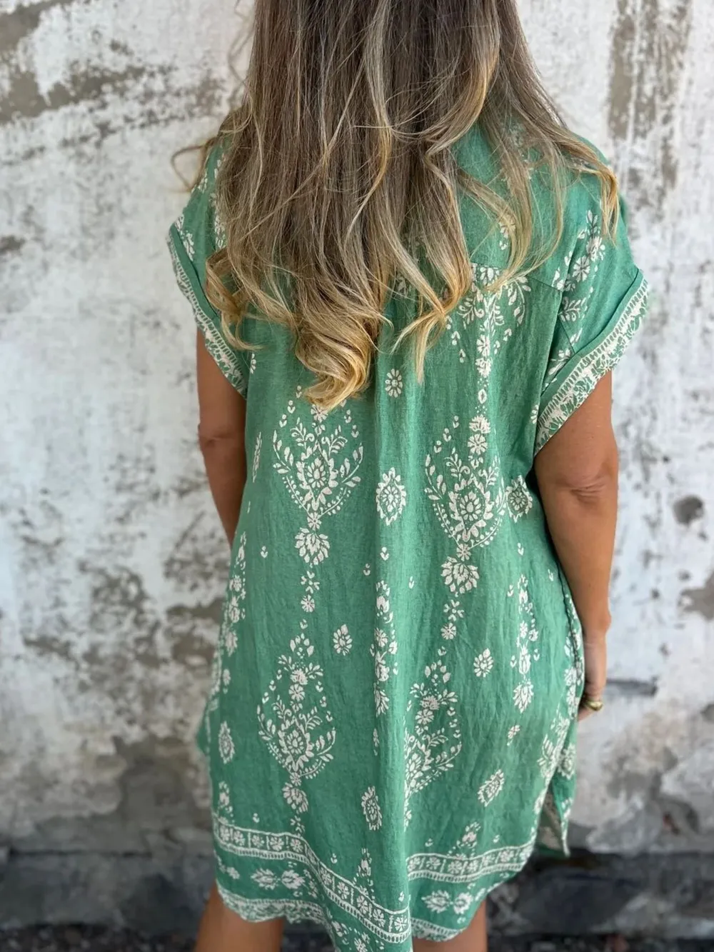 Full Size Printed Short Sleeve Button-Up Shirt Dress Plus Size, image 2