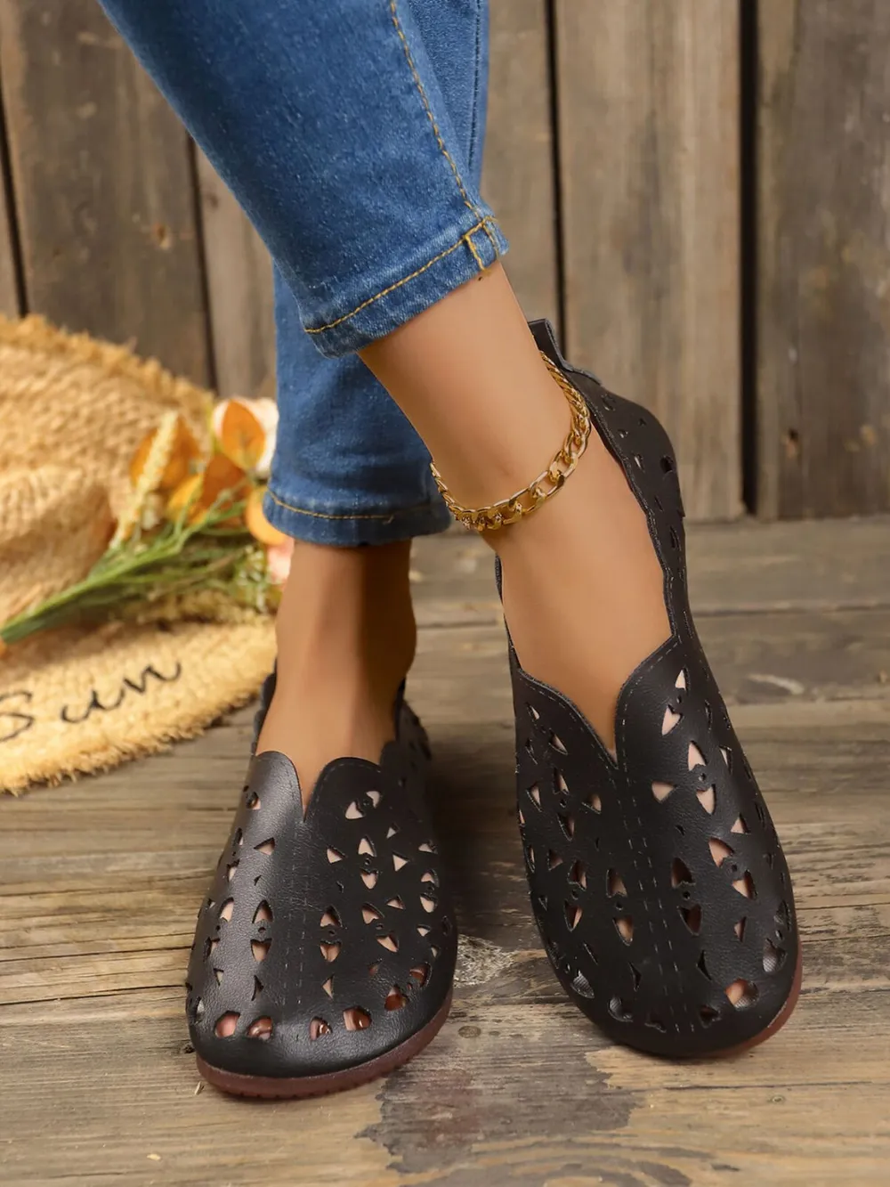 Perforated Leather Slip-On Loafers, image 2