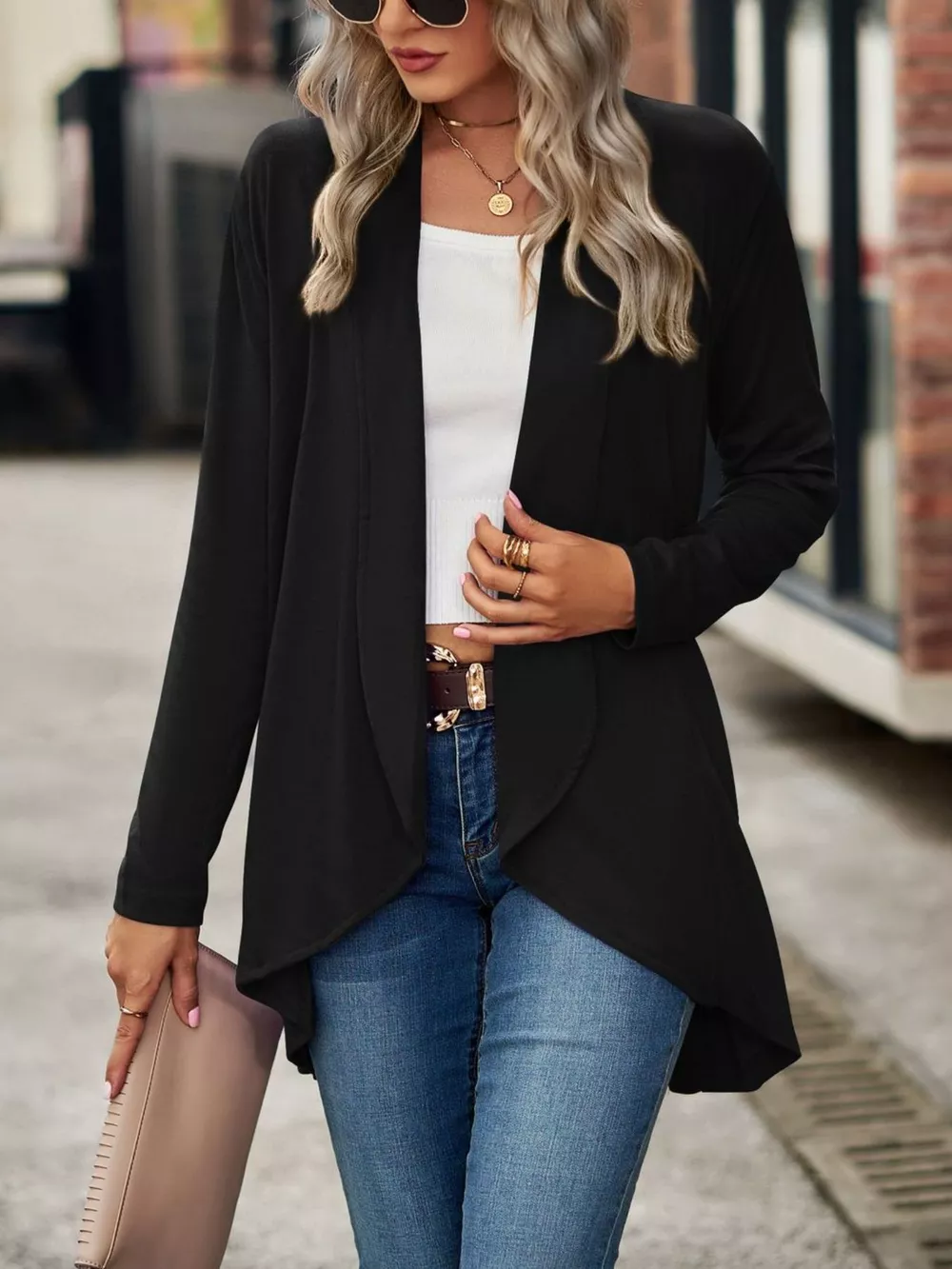 Open-Front Dropped Shoulder Cardigan, image 28