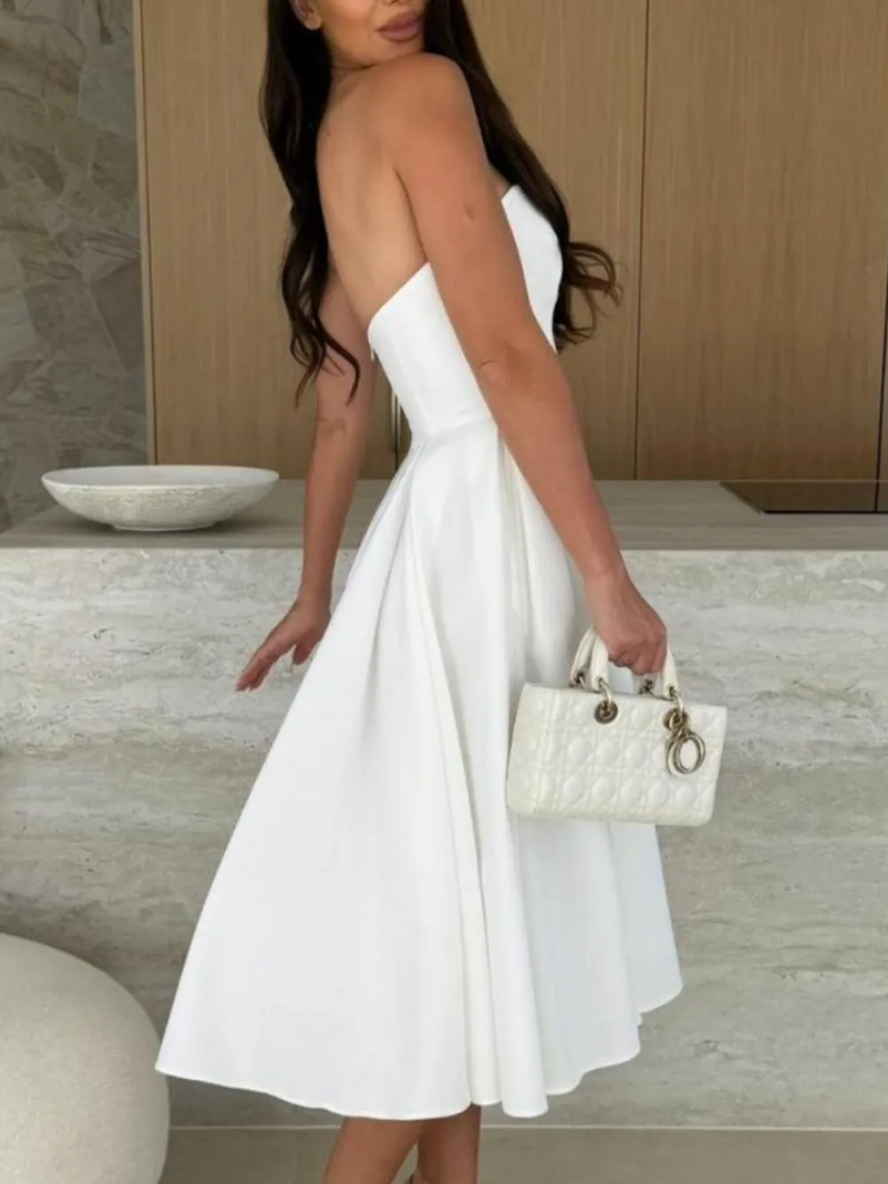 Solid Color Tube Midi Dress, image 18