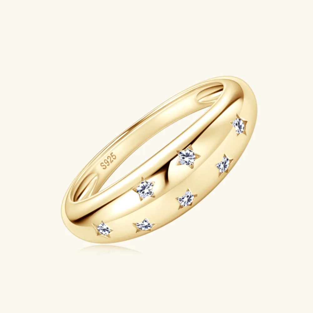 925 Sterling Silver Inlaid Moissanite Star Ring, image 6