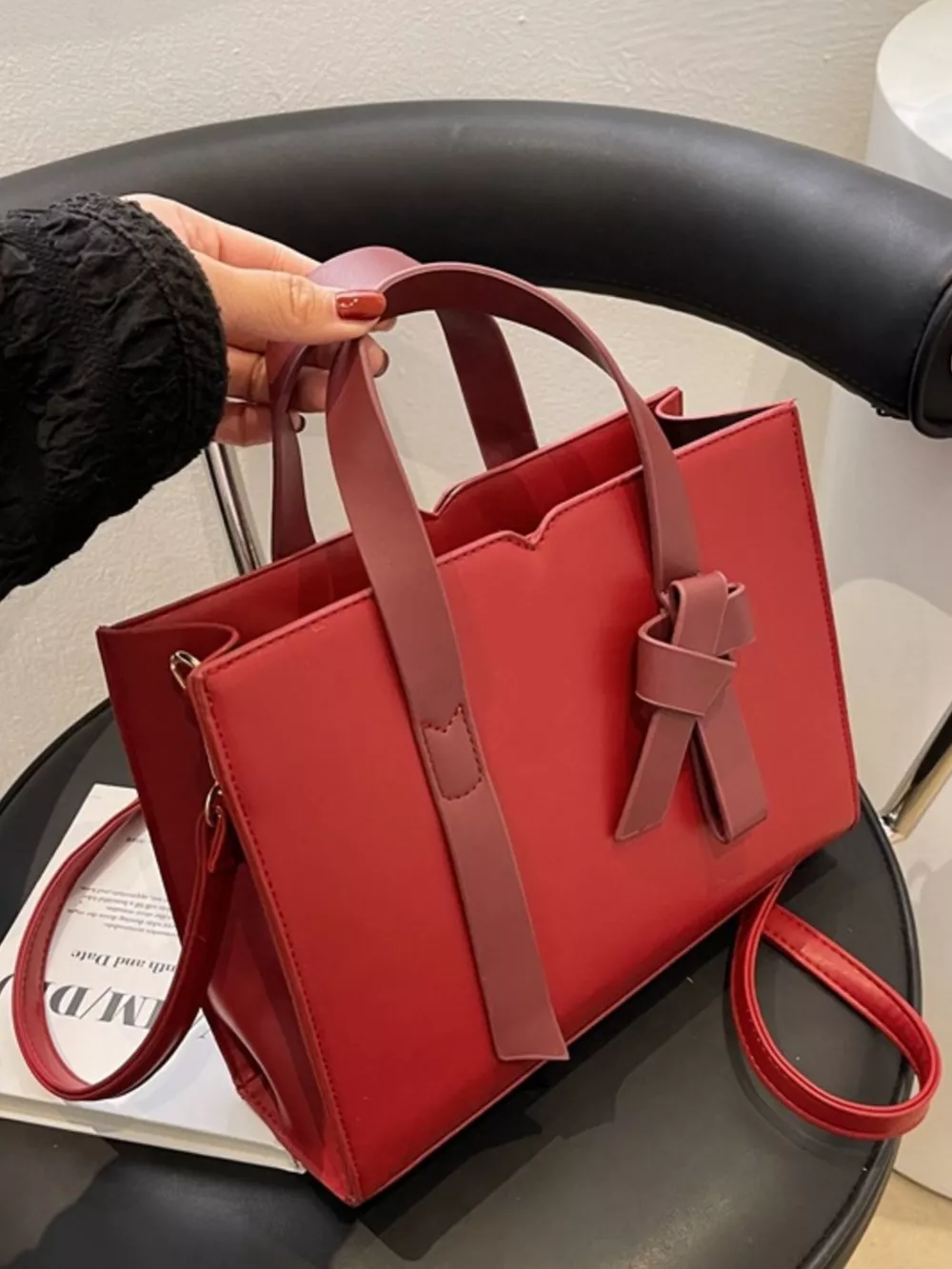 Faux Leather Tote Bag, image 5