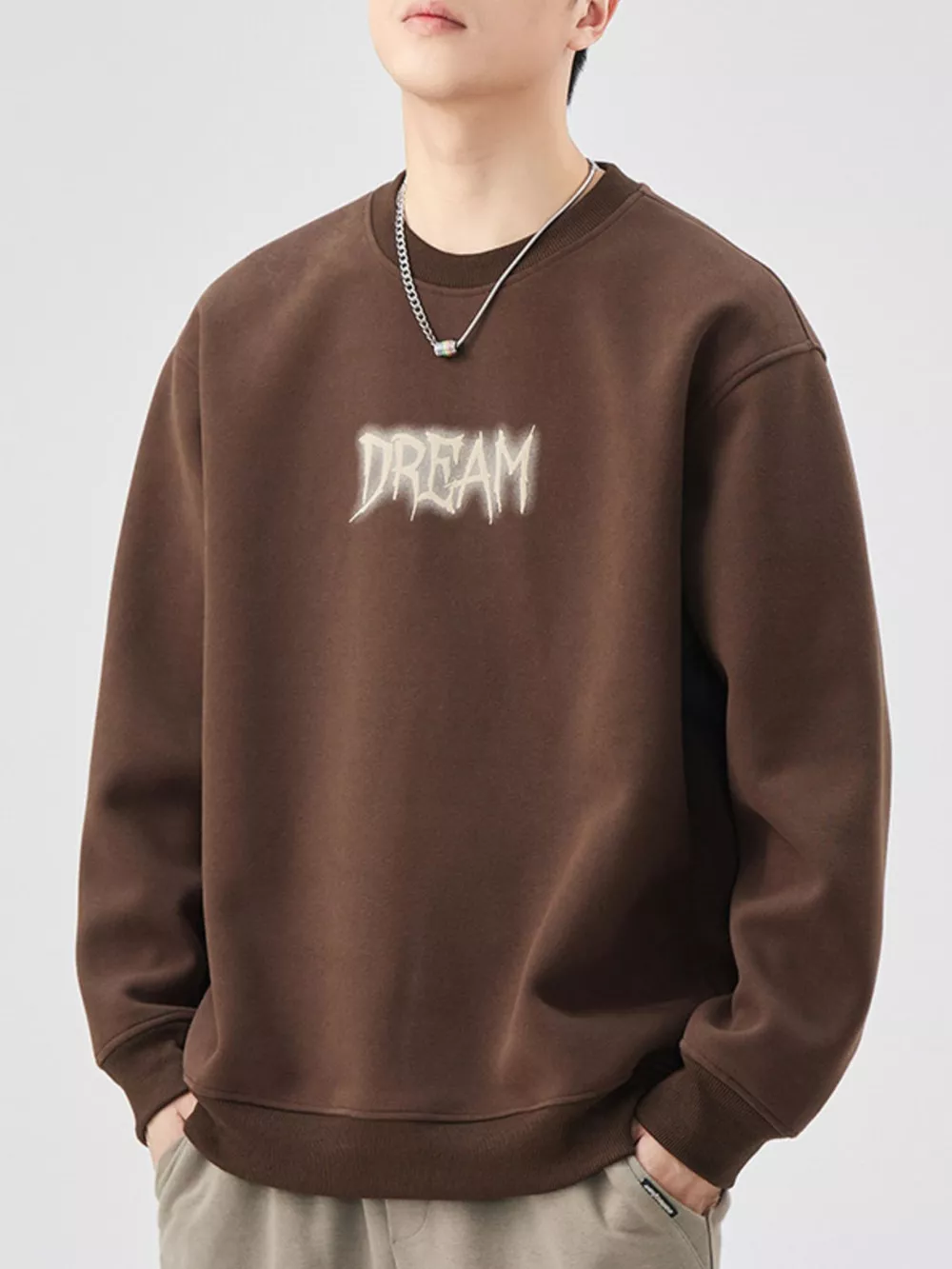 Men's Plus Size Crew Neck Dropped Shoulder Sweatshirt, image 5