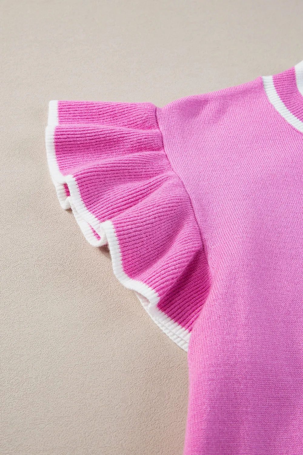 Ruffled Round Neck Cap Sleeve Knit Top, image 10