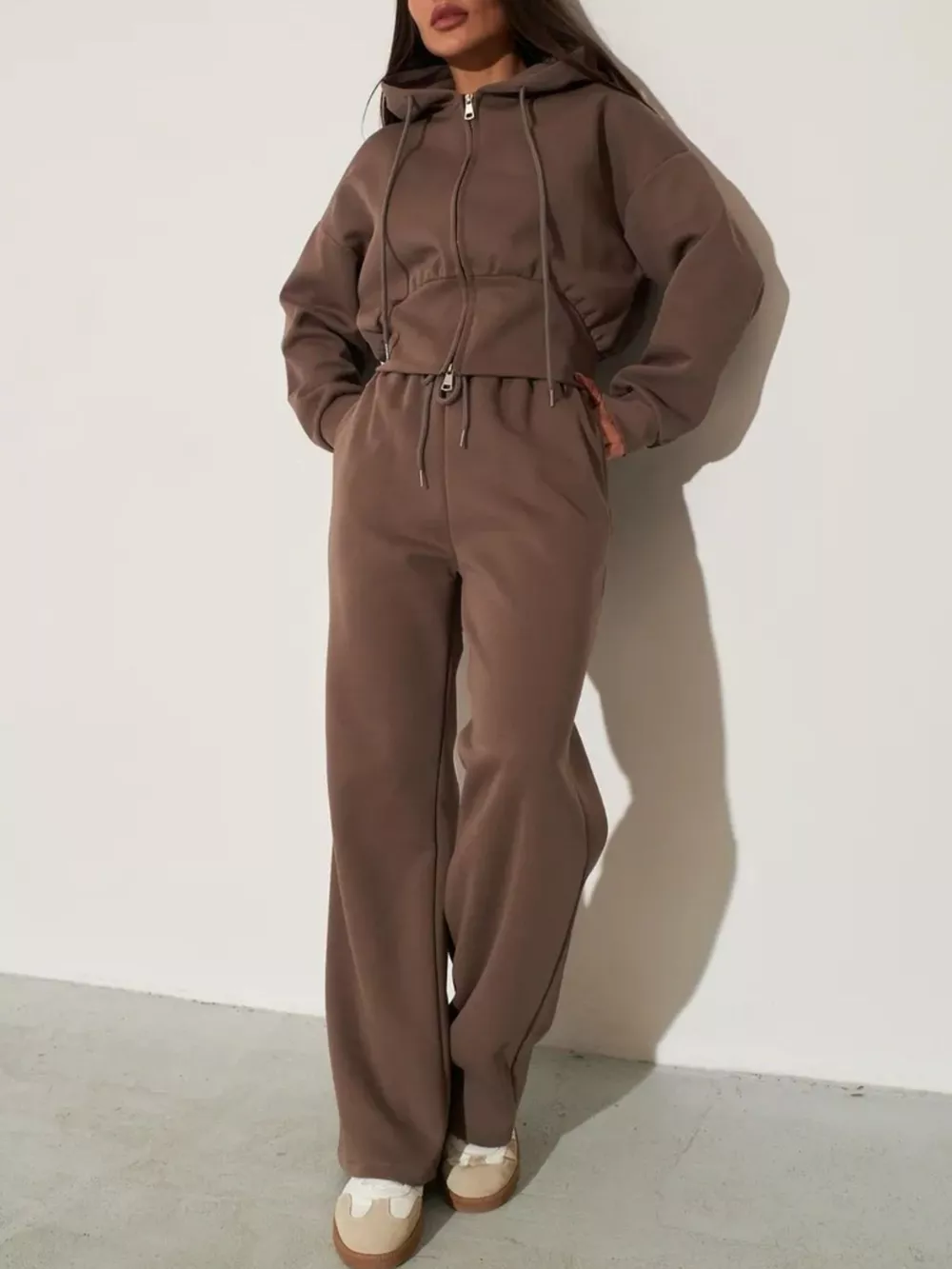 Zip-Up Hoodie and Wide-Leg Pants Set, image 22