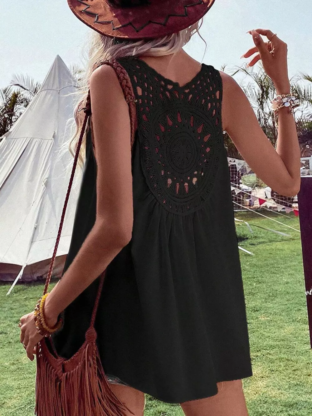 Crochet V-Neck Tank Top, image 6