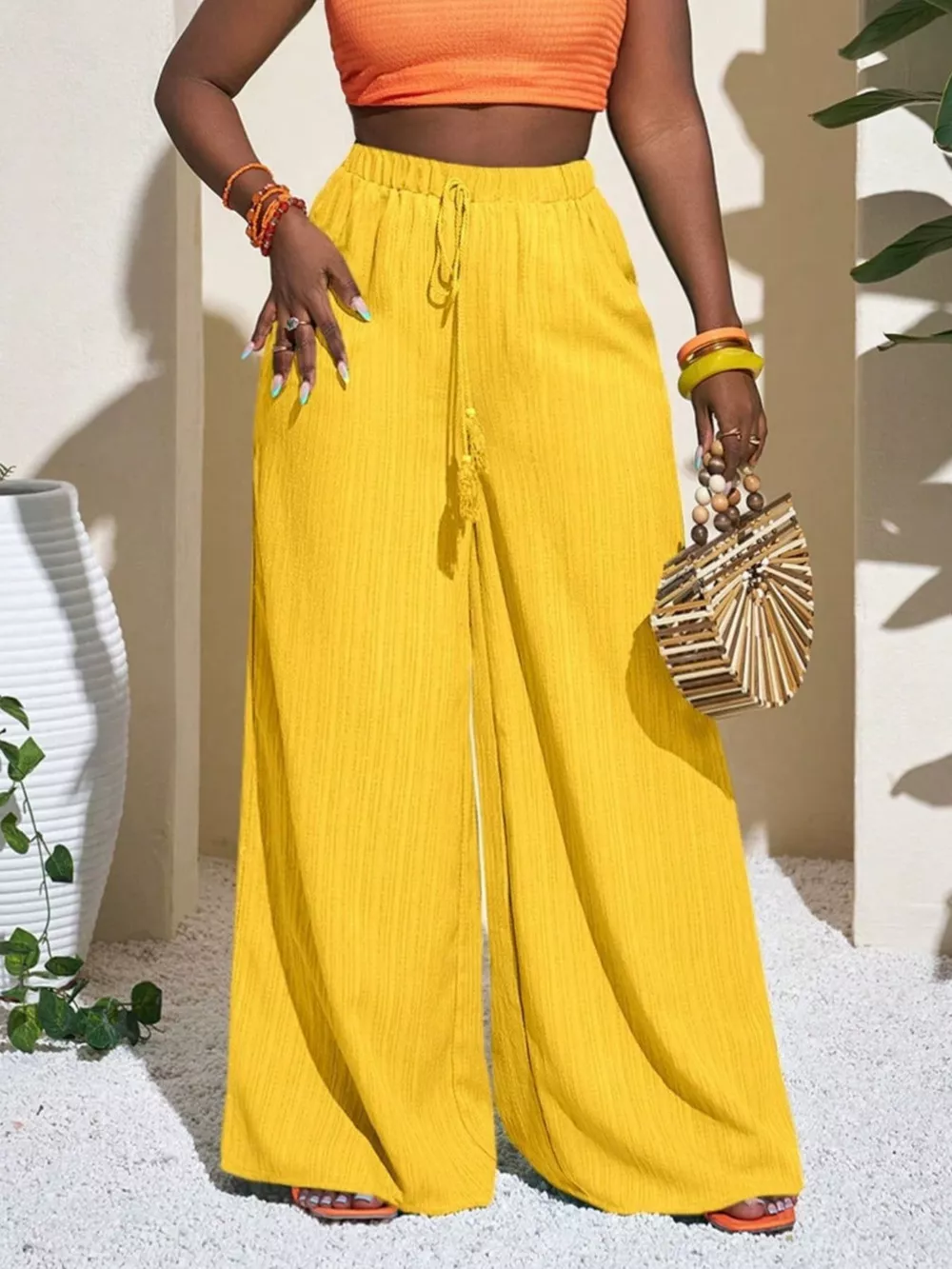 Wide-Leg Pants with Drawstring, image 3