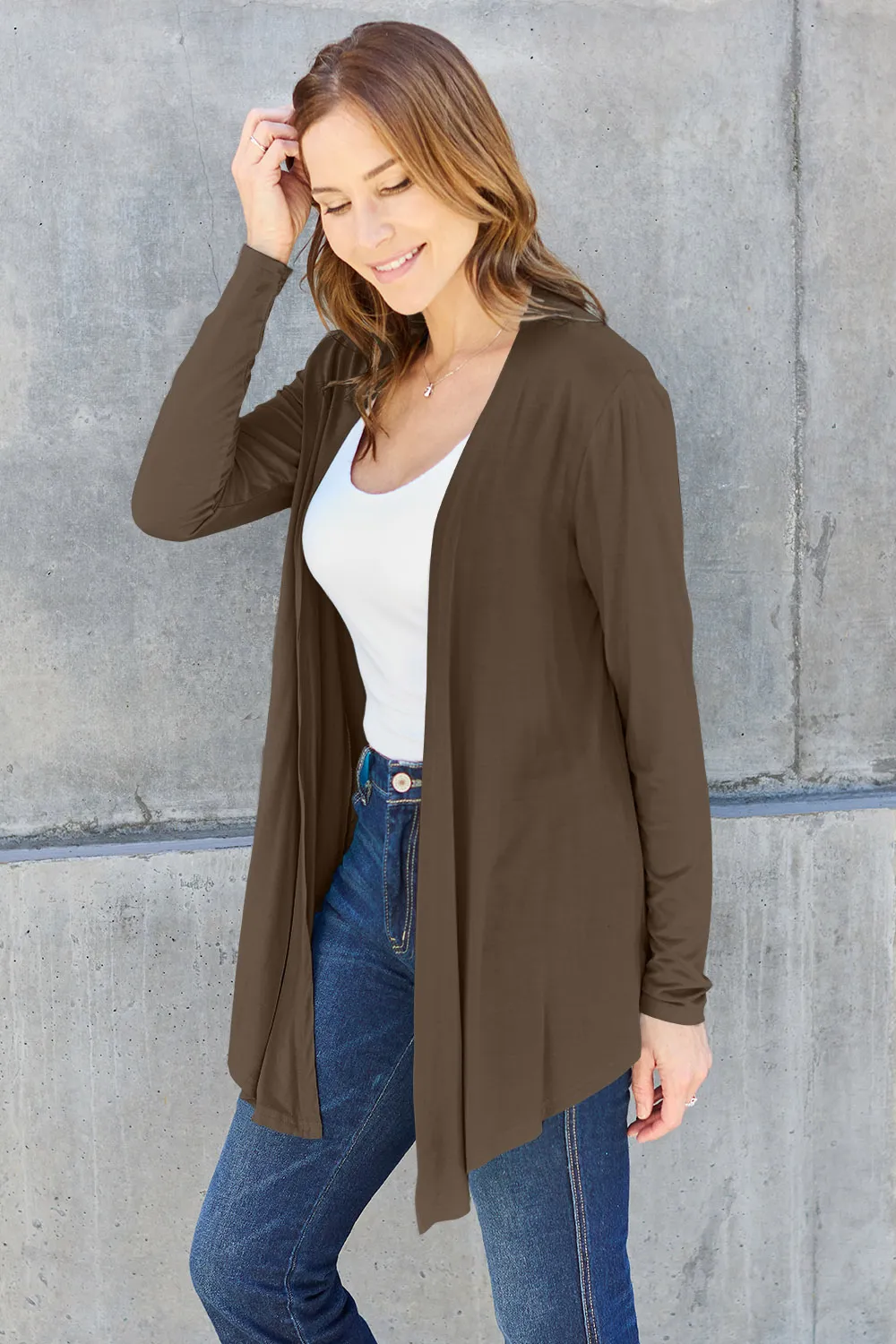 Full Size Open Front Long Sleeve Cardigan, image 16