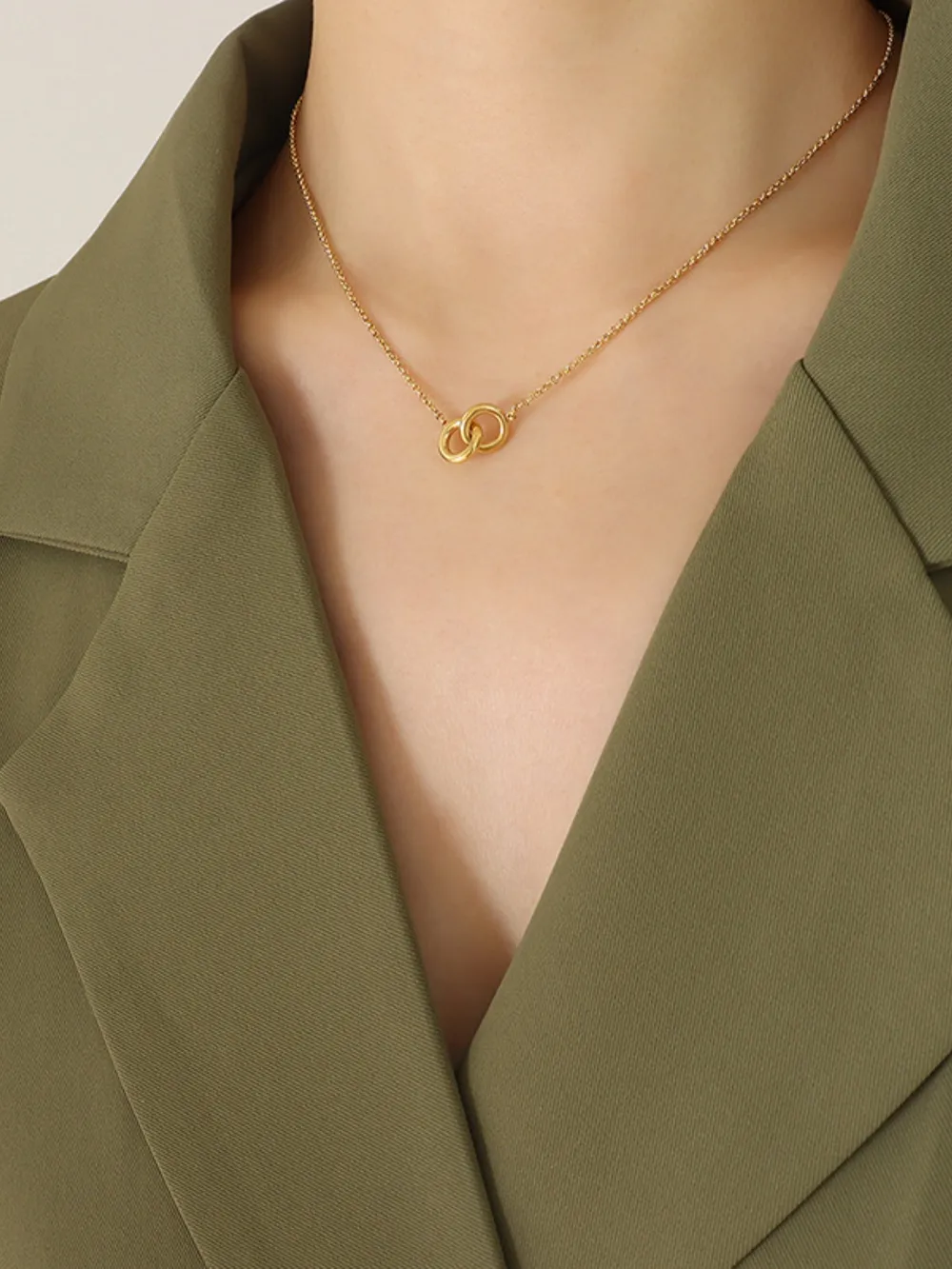 18K Gold-Plated Titanium Steel Hoop Pendant Necklace, image 2