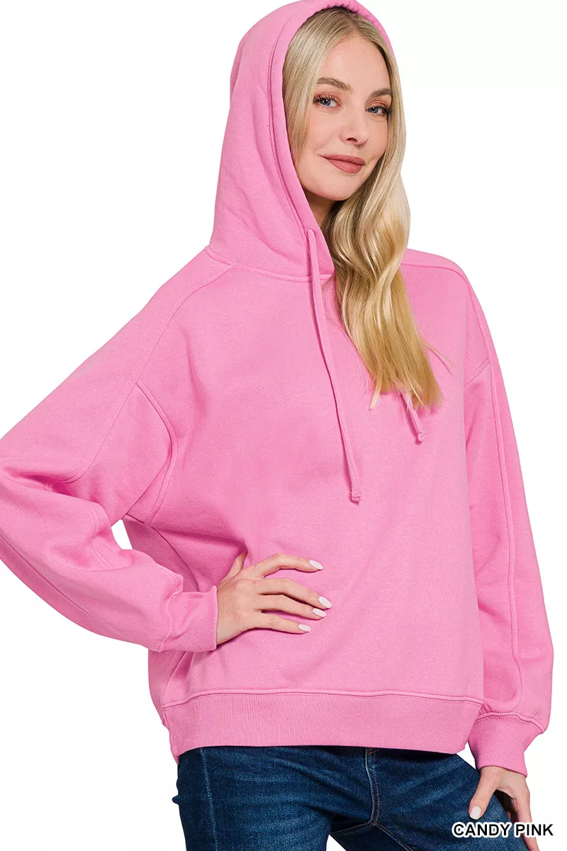 Drawstring Relaxed Fit Fleece Hoodie, image 2