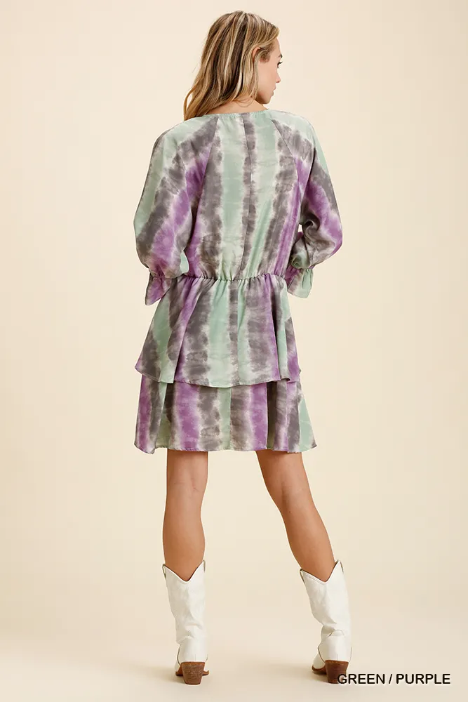 Tie Dye Ruffled Layered Dress with Elastic Waistband, image 3