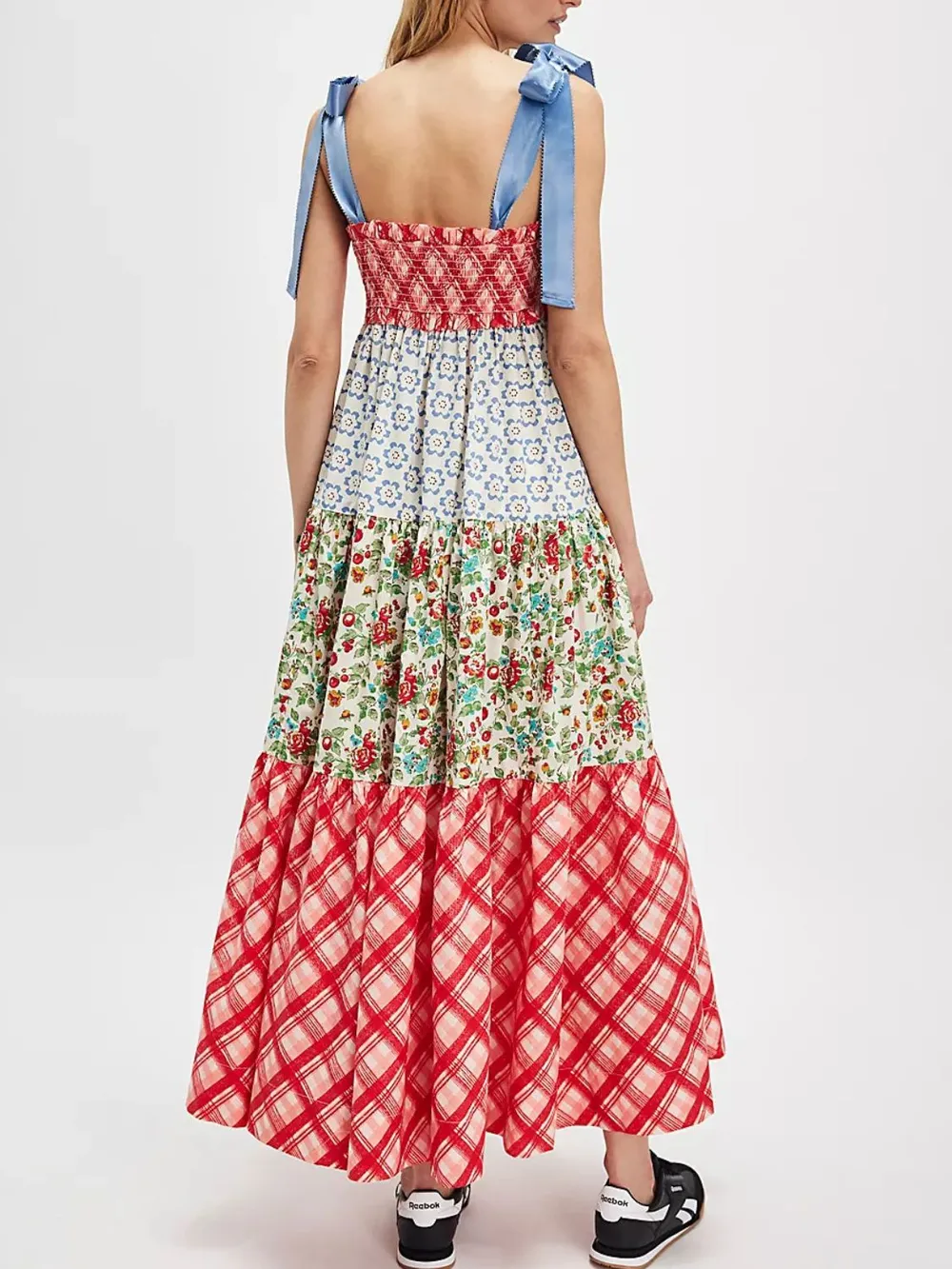 Printed V-Neck Tie Shoulder Cami Dress, image 7
