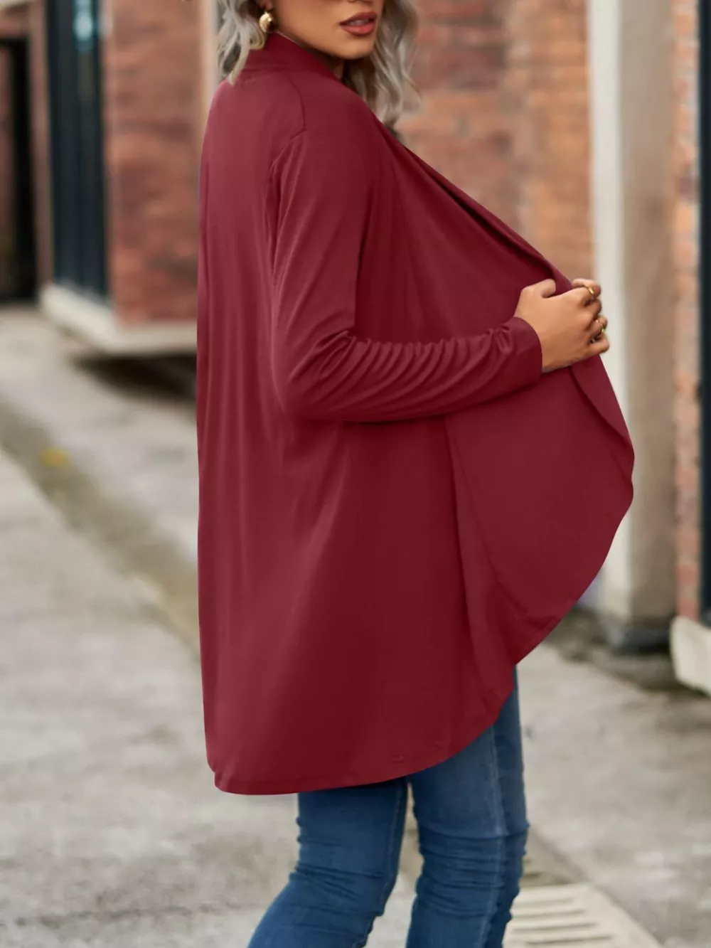 Open-Front Dropped Shoulder Cardigan, image 23