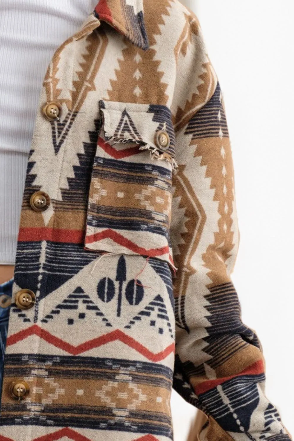 Geometric Button Up Long Sleeve Jacket, image 4