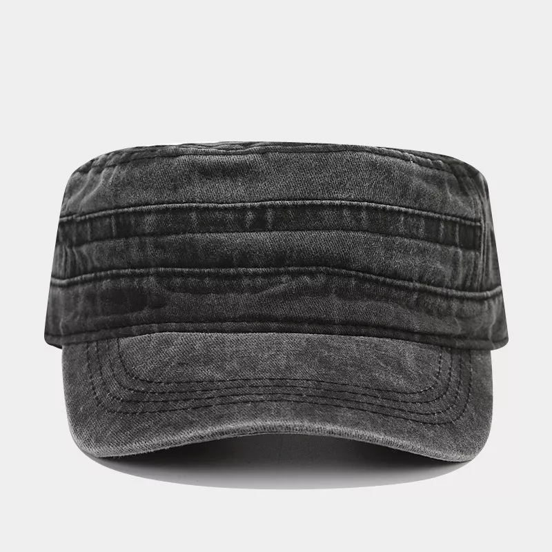 Vintage Washed Cotton Military Cadet Hat, image 6