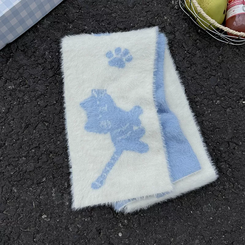 Cute Cat Paw Print Plush Scarf, image 5