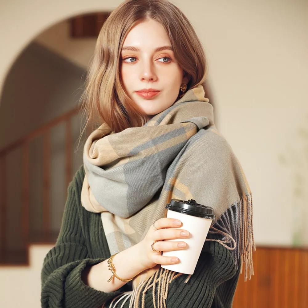 Plaid Fringe Scarf, image 8