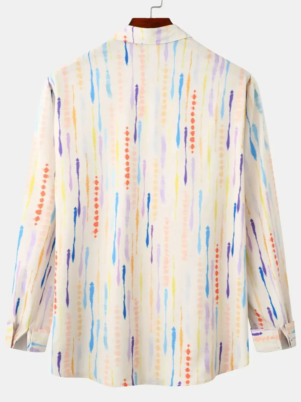 Men's Watercolor Stripe Print Long Sleeve Shirt, image 2