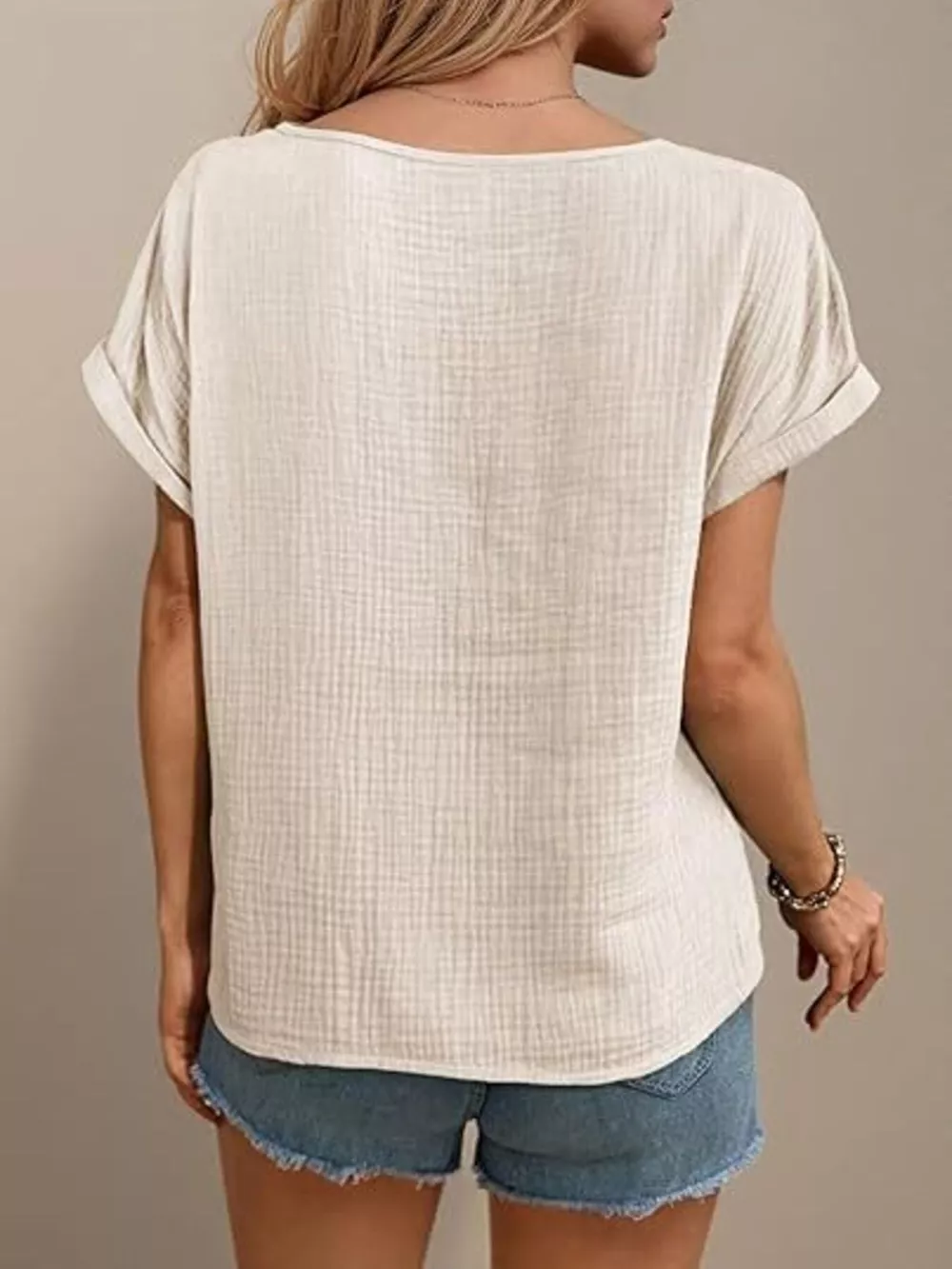 Lace Trimmed Short Sleeve Blouse, image 4