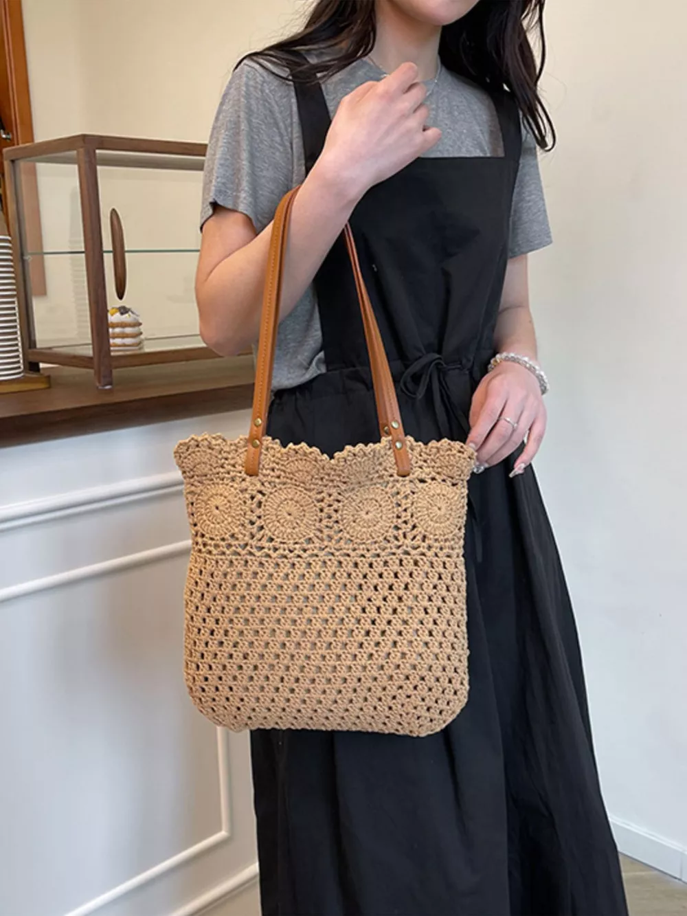 Crochet Knit Shoulder Bag, image 2