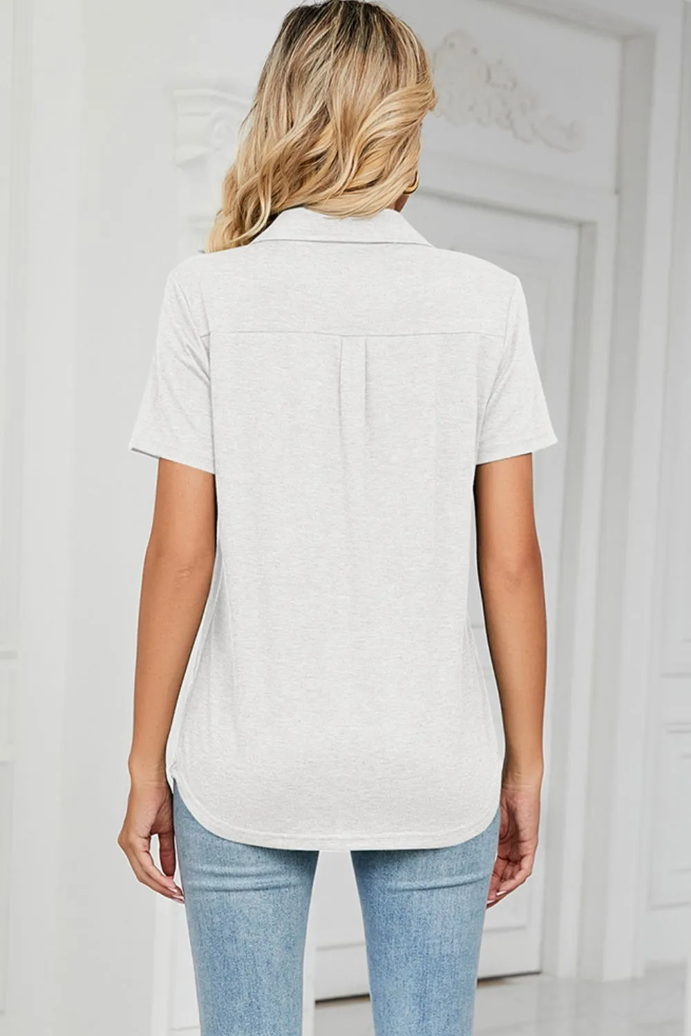 Johnny Collar Short Sleeve Blouse, image 26