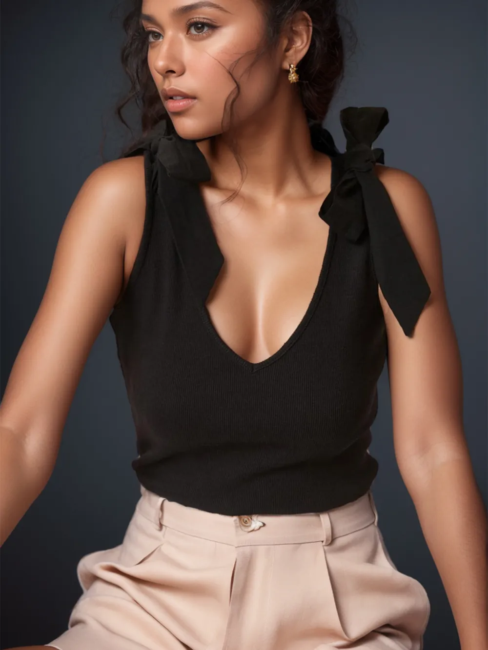 V-Neck Tie Shoulder Tank, image 21