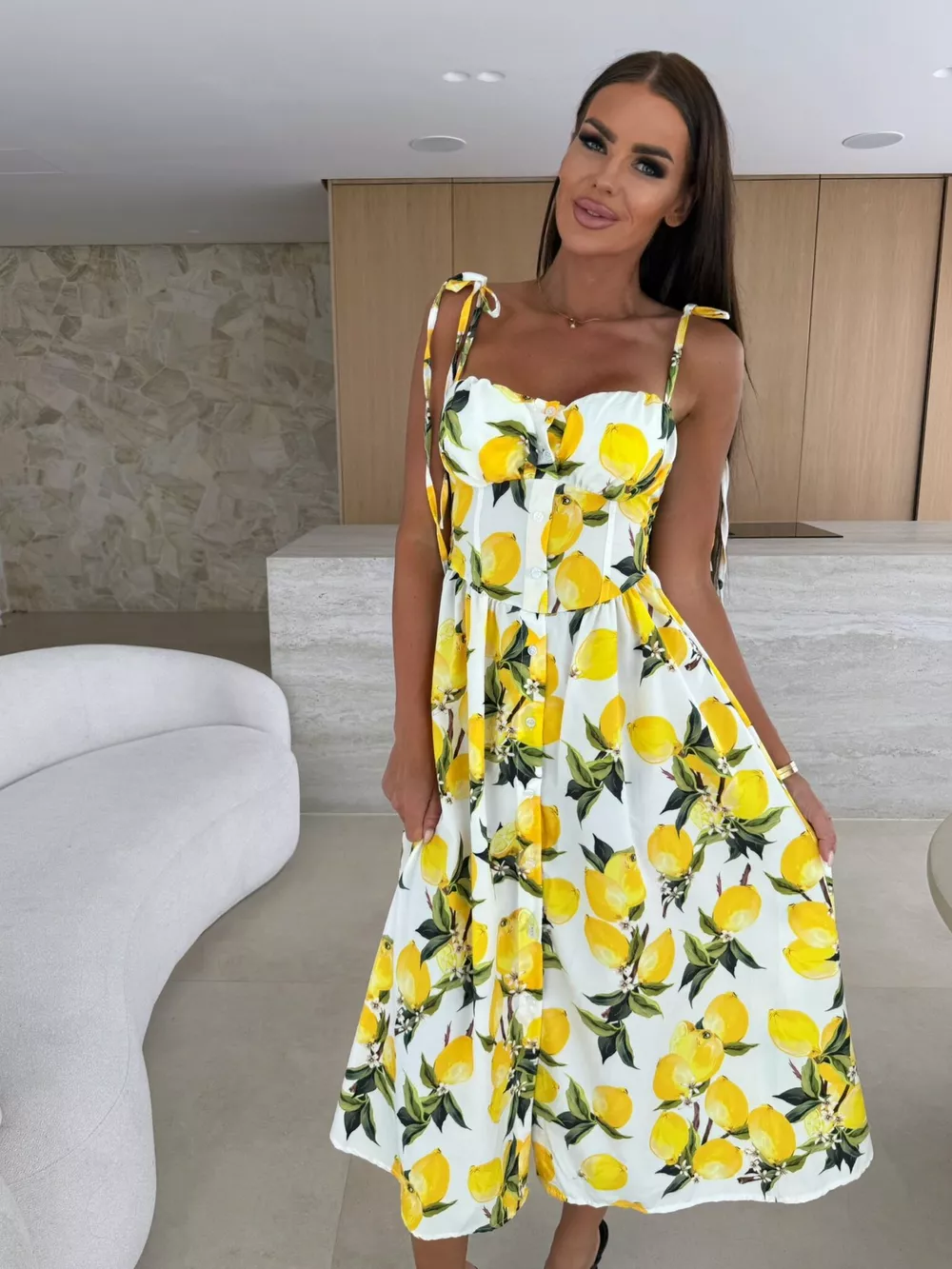 Printed Tie-Strap Midi Dress, image 14