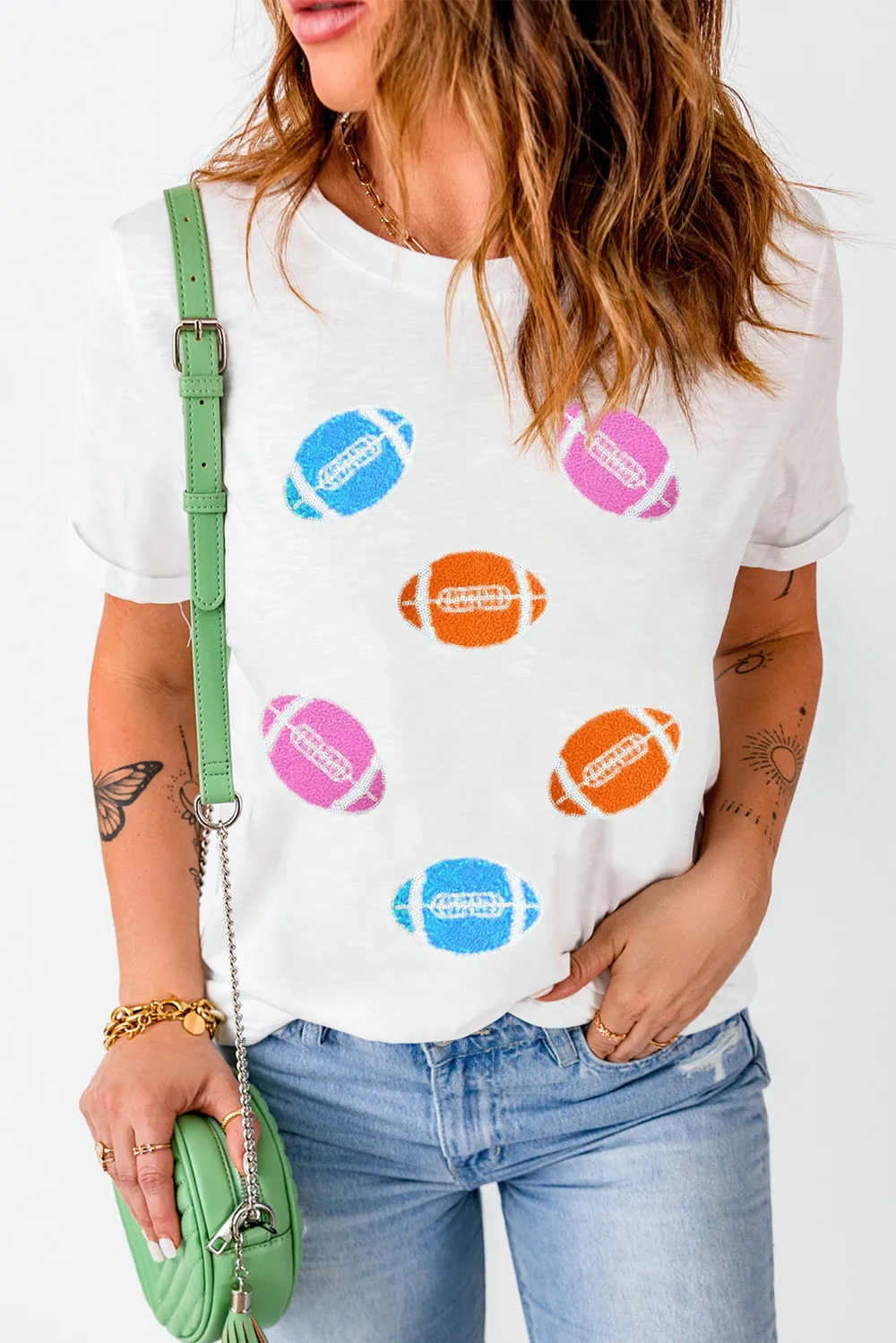 Football Round Neck Short Sleeve T-Shirt, image 7